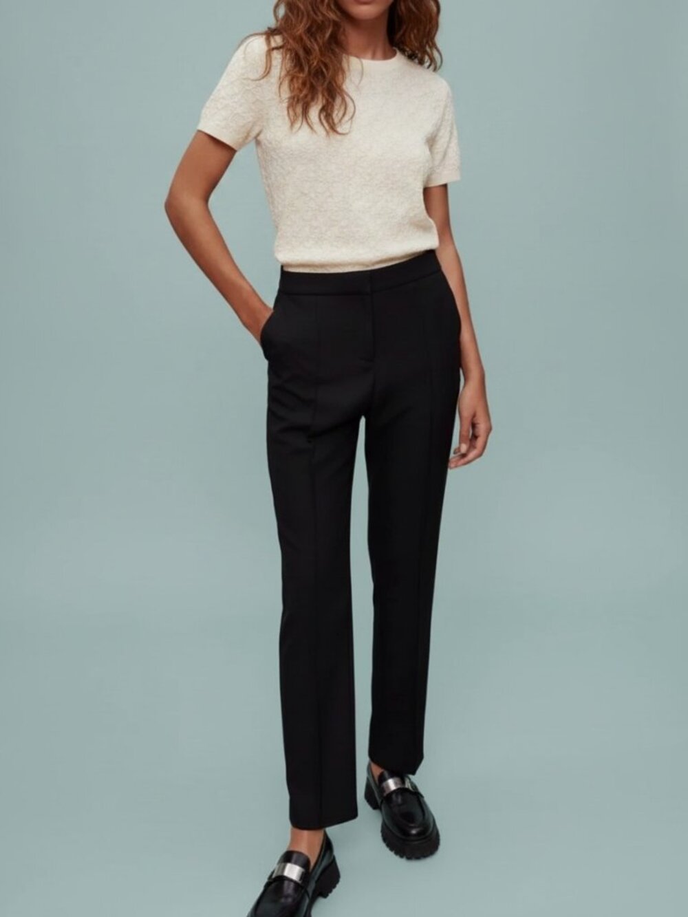 Maje Black Tailored Straight-Leg Trousers